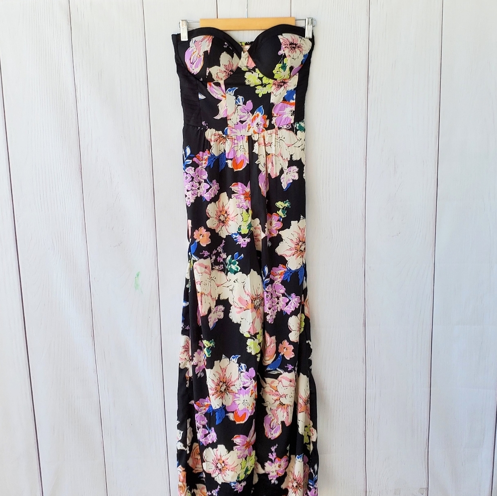 Band of Gypsies Strapless floral jumpsuit